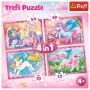 Puzzle Trefl 4in1 Lumea Minunata a Unicornilor, 4 ani+