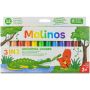 Set creioane retractabile Malinos, 12 culori, 36 luni+