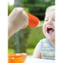lingurita cu spatiu depozitare mancare morcov bebelusi bo jungle portocaliu silicon usor de folosit hranire copii 