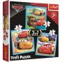 Puzzle 3 in 1 Cars pregatiri pentru cursa Trefl, 106 piese, 3 ani+