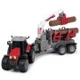 Tractor Massey Ferguson MF 8737 Dickie Toys, cu remorca, 42 cm, 3 ani+