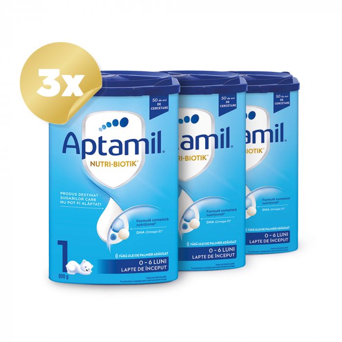 Pachet 3 x Lapte praf Nutricia Aptamil 1, 800 g, 0 - 6 luni