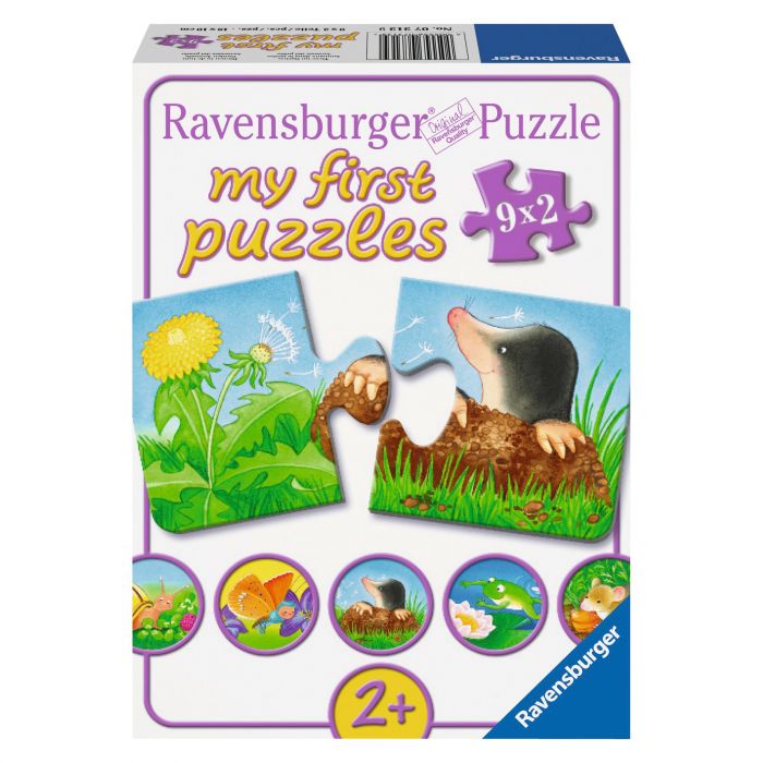 Puzzle pentru copii cu animale de gradina 9 x 2 piese Ravensburger