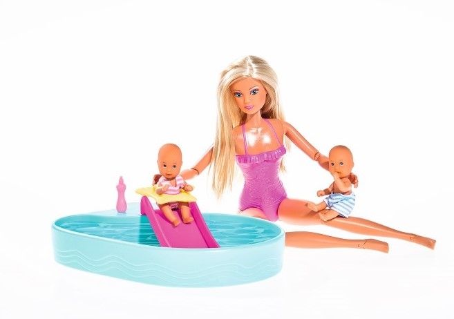 Papusa Steffi Love, cu bebelusi si piscina, 3 ani+