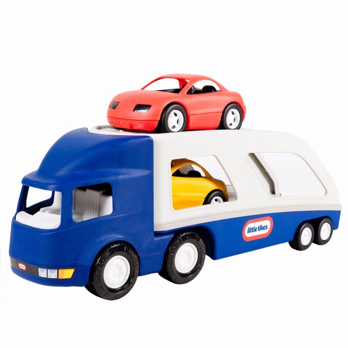 transportor camion masini curse albastru jucarie