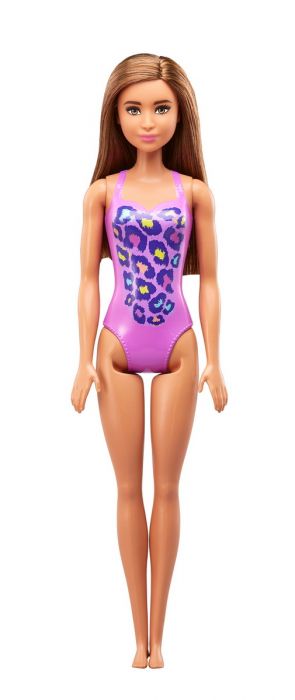 Papusa Barbie satena, cu costum de baie mov, 36 luni+