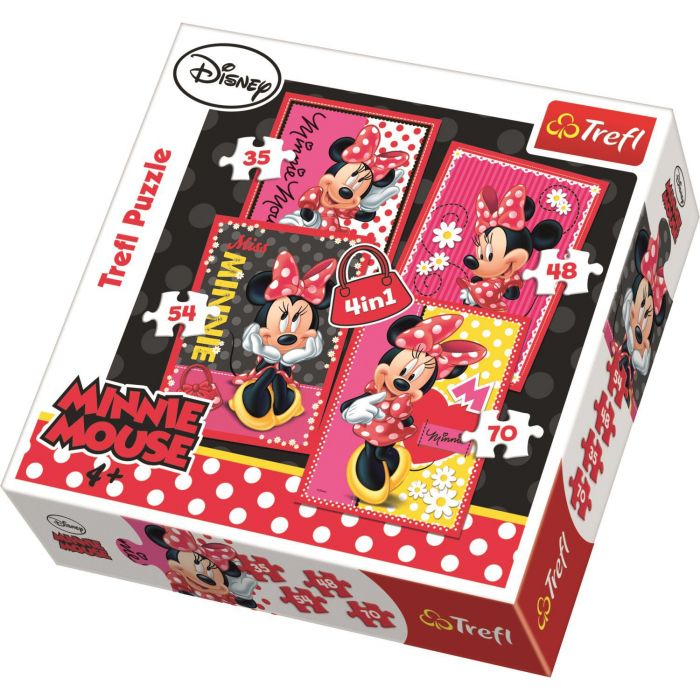 4 puzzle-uri Frumoasa Minnie 35/48/54/70 piese Trefl