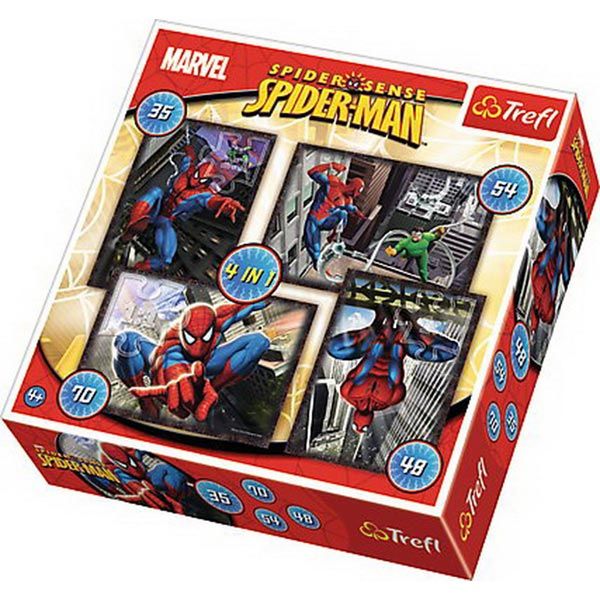 4 puzzle-uri Spider-Man 35/48/54/70 piese Trefl