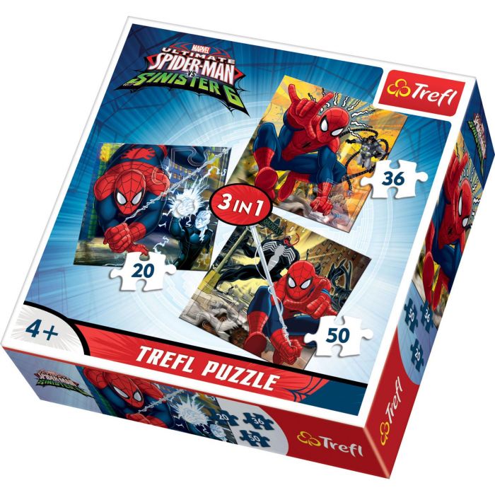 Set de 3 puzzle-uri Lumea lui Spider-Man 20/36/50 piese Trefl 
