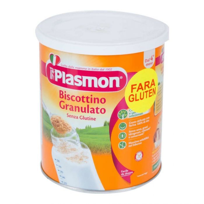 Biscuiti Plasmon Granulated, fara gluten, 374 gr, 4 luni+