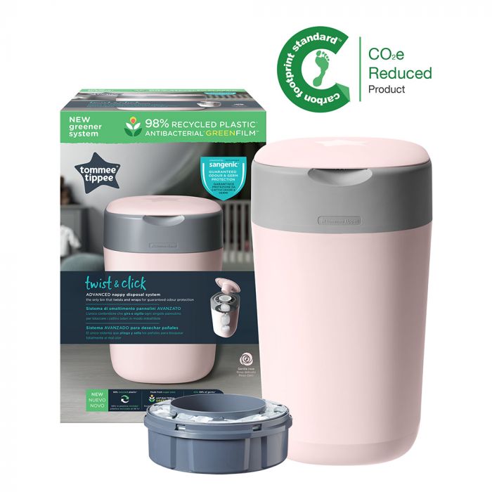 Cos scutece Sangenic Twist and Click Tommee Tippee Reciclabil, Roz/Gri