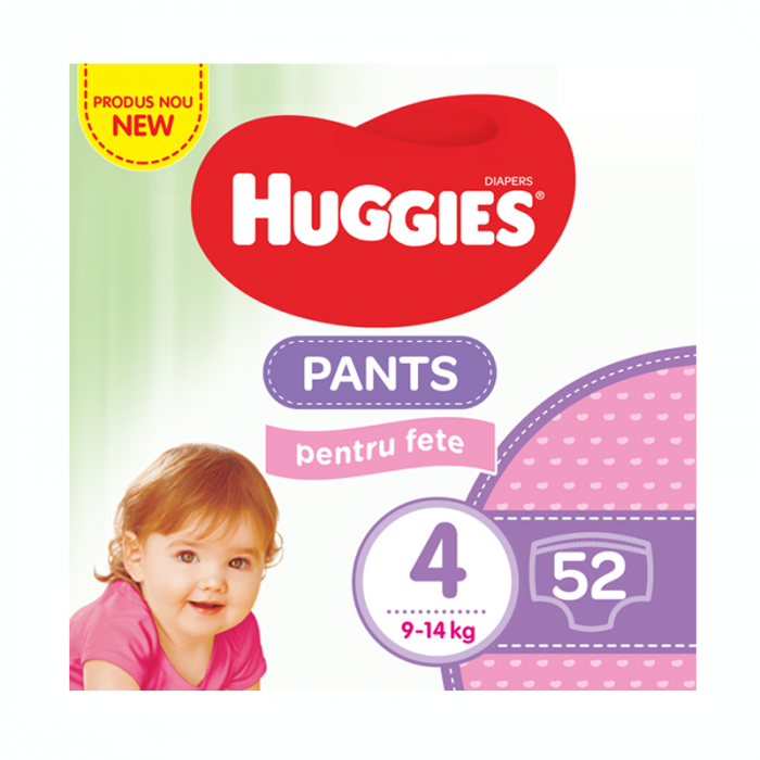Scutece-chilotei Huggies Pants Fetite 4, Mega Pack, 9-14  kg, 52 buc