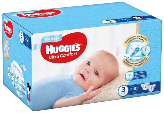 Scutece Huggies Ultra Confort Boy 3, Box, 5-9 kg, 112 buc
