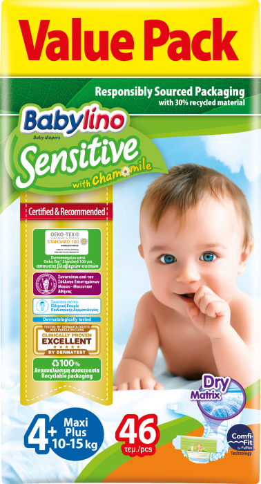 Scutece Babylino Sensitive Economy 4+, 10-15kg, 46 buc

