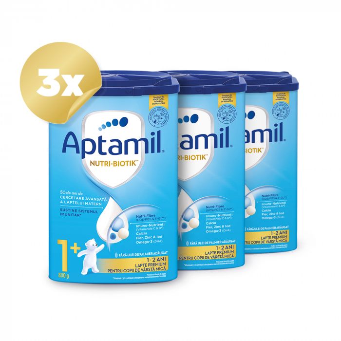 Trio Pack Lapte praf Nutricia Aptamil Junior 1+, 800 g, 1 an +