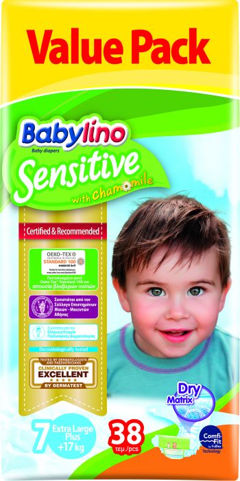 Scutece-chilotei Babylino Sensitive Economy Pack 7, 17+ kg, 38 buc