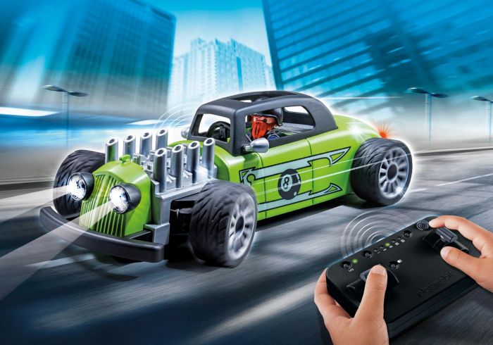 Masina de curse cu telecomanda verde, Playmobil, 6 ani+