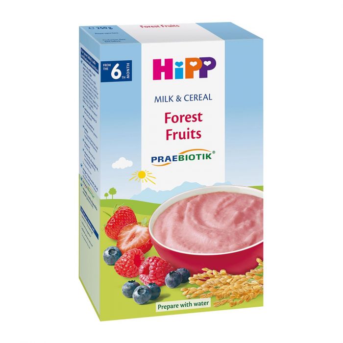 Cereale Hipp cu lapte si fructe de padure, 250 g, 6 luni+