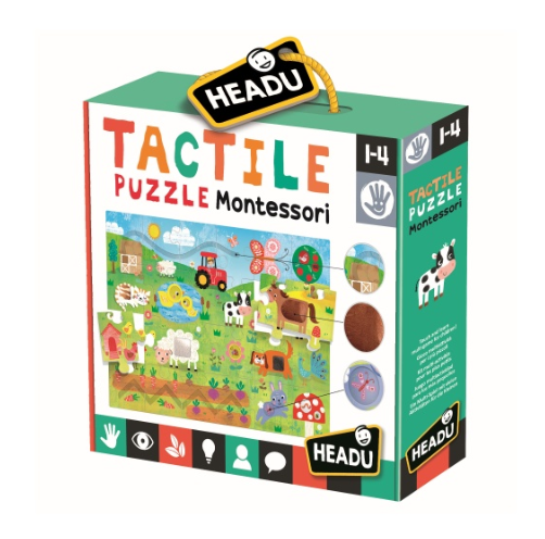 Montessori Puzzle Tactil Headu, 12 luni+