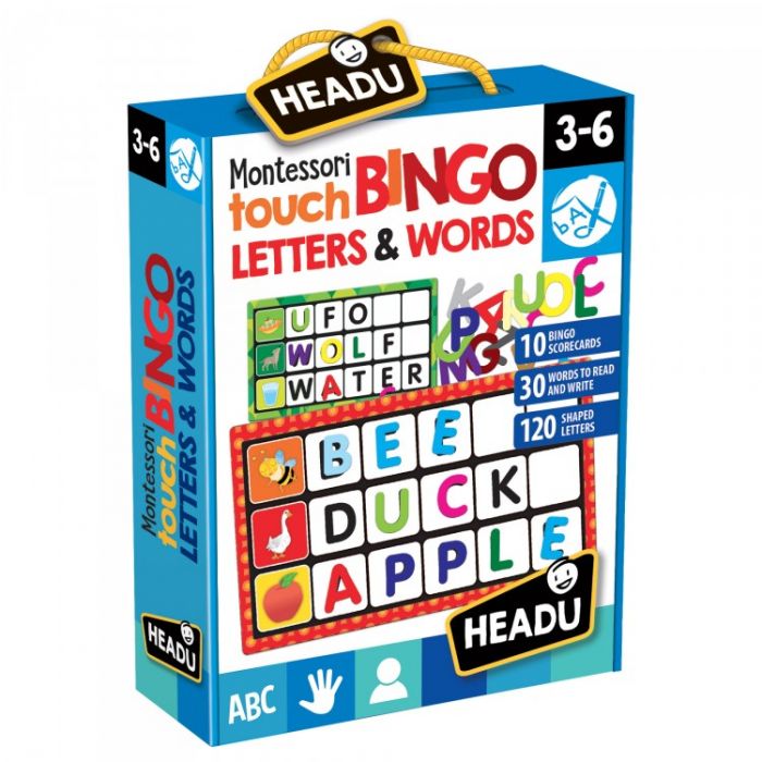 Montessori Joc Bingo atingeti imagini si cuvinte Headu, 3 ani+