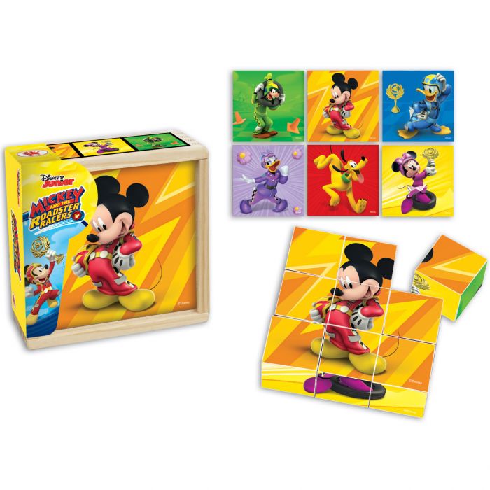 Puzzle cuburi Mickey si pilotii de curse 9 piese Mickey Mouse BI1576279