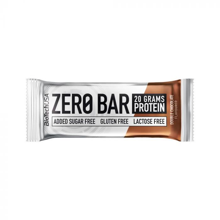 Pachet 2 x Baton proteic ciocolata si fara zahar Zero Bar Biotech,  fara gluten, 50g