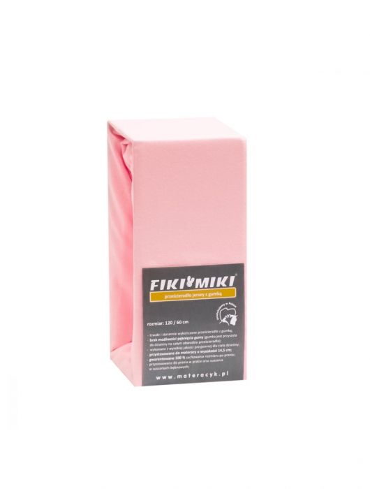 Cearsaf cu elastic Fiki Miki, 120x60 cm, jerse bumbac, roz 