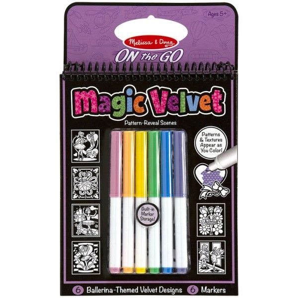 Carnet de colorat Catifeaua magica Fluturi si Flori Melissa & Doug, 5 ani+