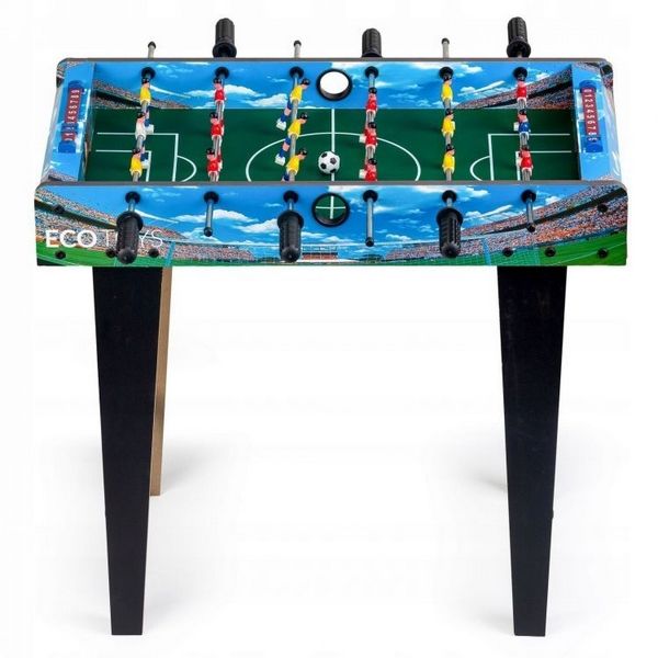 Masa de fotbal Ecotoys, din lemn, 69 x 36 x 62cm, Albastru