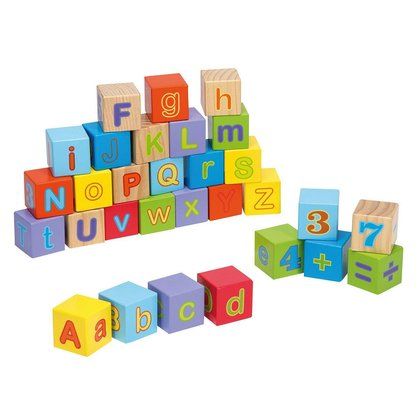 Cuburi din lemn Alfabetul, 30 piese Joueco