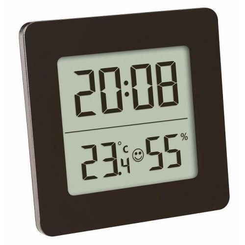 Termometru si Higrometru digital Tfa, cu ceas si alarma, Negru