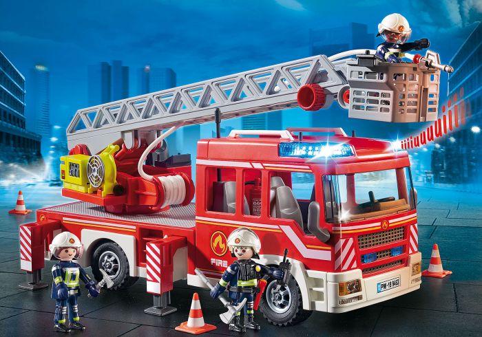Masina de pompieri cu scara, Playmobil, 4 ani+