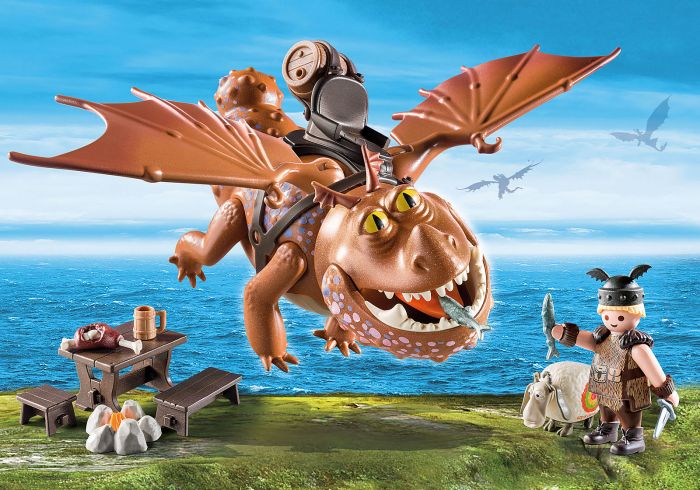 Dragons - Fishlegs si Meatlug, Playmobil, 5 ani+