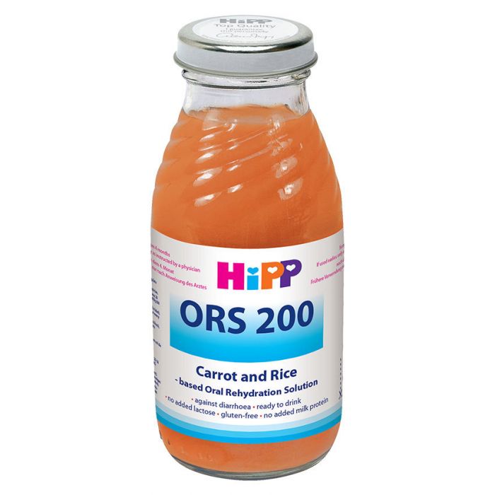 Solutie rehidratare orala Hipp ORS 200, morcov si orez,  200 ml, 6 luni+