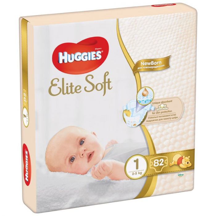 Scutece Huggies Elite Soft 1, Mega Pack, 3-5 kg, 82 buc