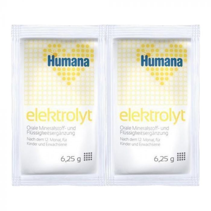 Saruri de hidratare, Humana Elektrolyt cu banane, folie cu 2 plicuri, 12.5 g, 12 luni+