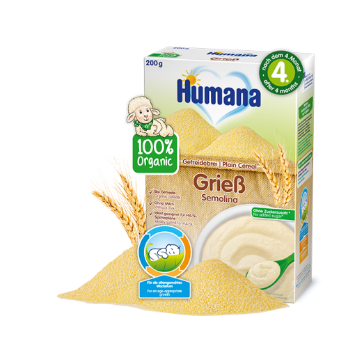 Cereale Humana ECO Gris fara lapte, 200 g, 4 luni+