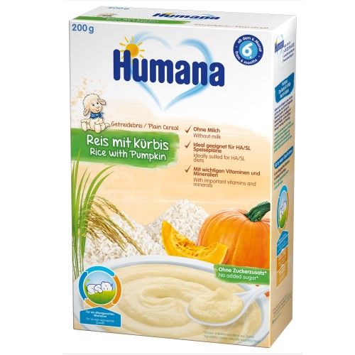 Cereale Humana Orez cu dovleac fara lapte, 200g, 6 luni+
