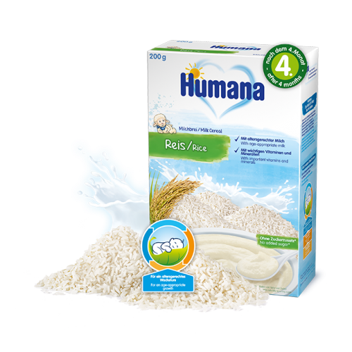 Cereale Humana Orez cu lapte, 200g, 4luni+