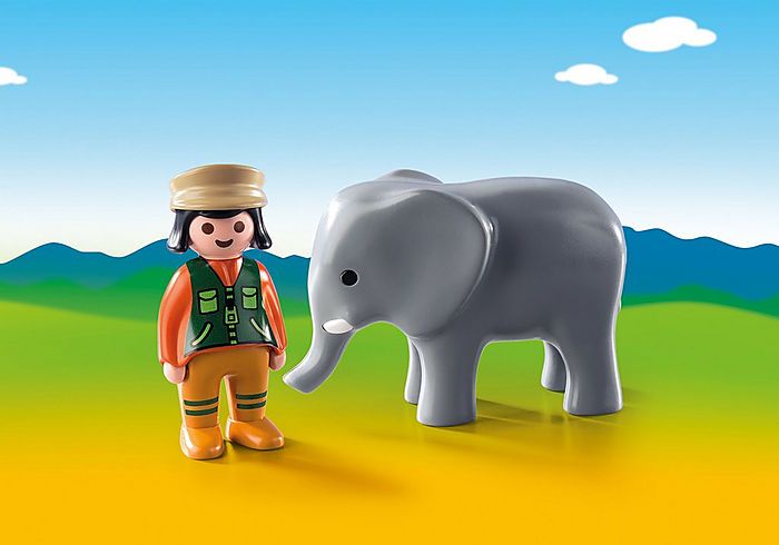 Ingrijitor zoo cu elefant 1.2.3. Playmobil, 18 luni+