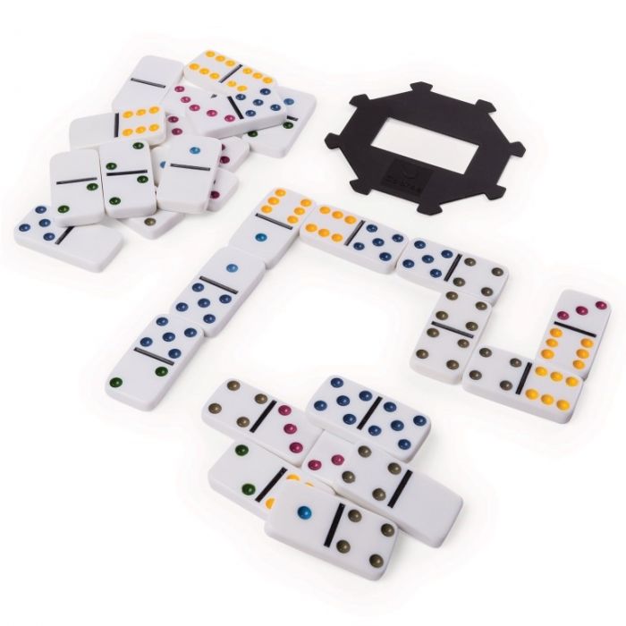 Joc Domino 6 Culori Spin Master, in cutie de metal, 8 ani+