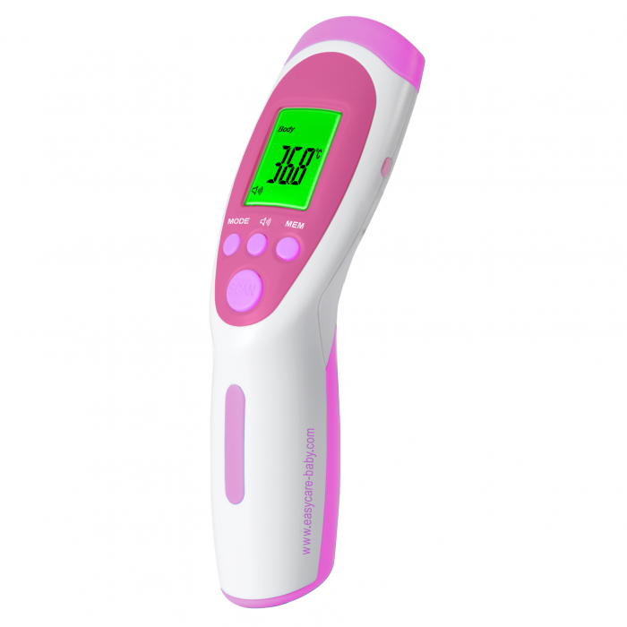 Termometru 6 in 1 EasyCare Baby, cu infrarosu, non-contact, Roz