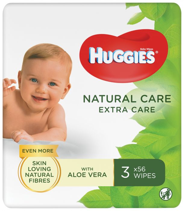 Servetele umede Huggies Natural Care Extra Care, 3 pachete, 168 buc