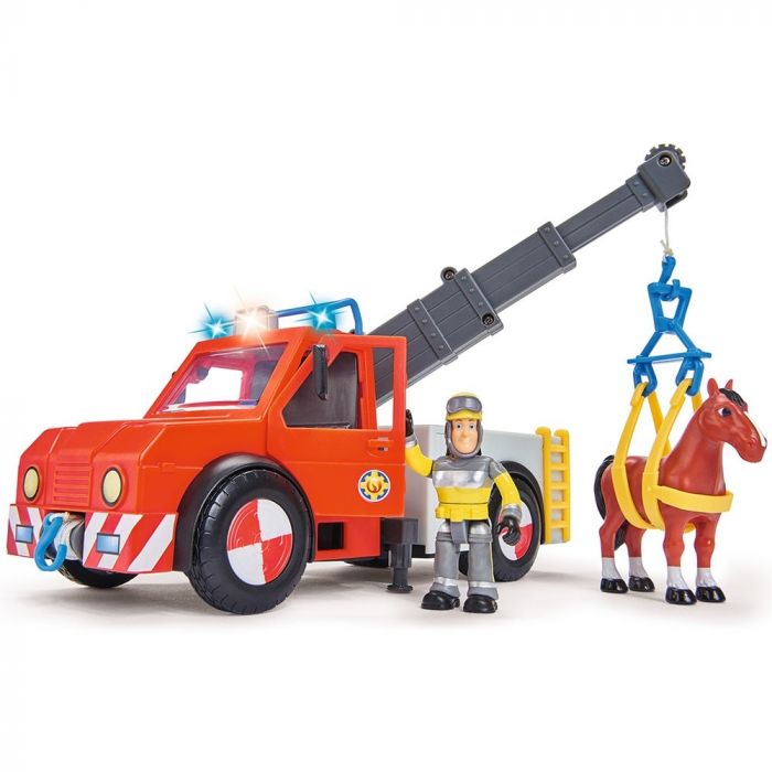 Masina de pompieri Fireman Sam Phoenix Simba, cu figurina, cal si accesorii, 3 ani+
