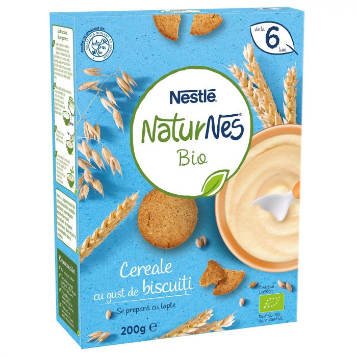 Cereale Nestle Naturnes Bio cu gust de biscuiti, 200g