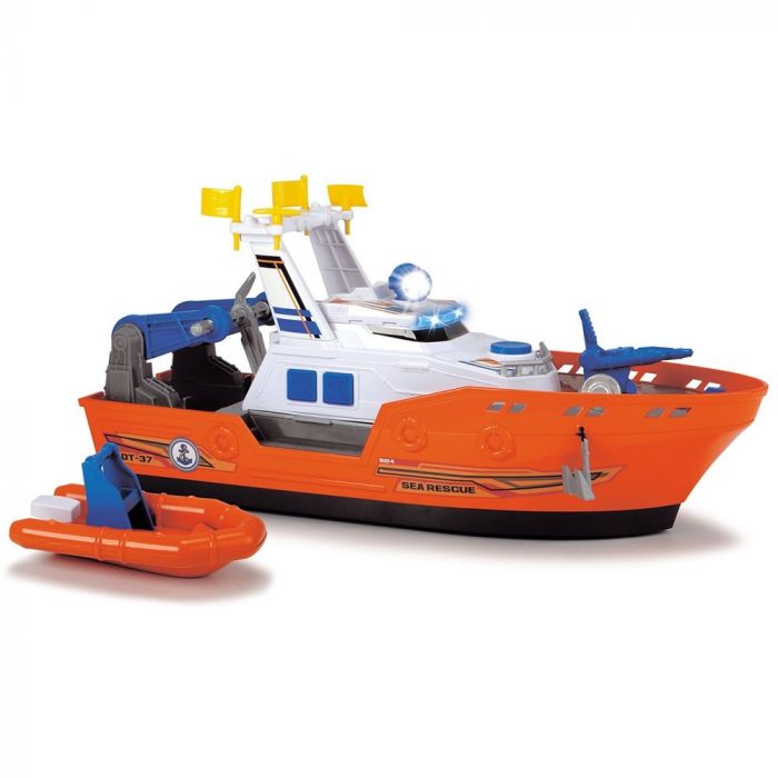 Barca de salvare Harbour Rescue DT-37 Dickie Toys, cu accesorii, 3 ani+