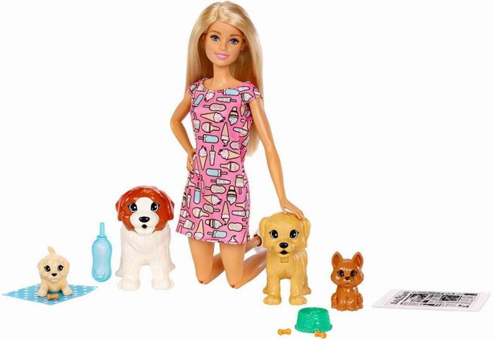 Papusa Barbie cu catelusi, 3 ani+