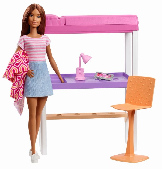 Papusa Barbie satena, cu dormitor 3 ani+