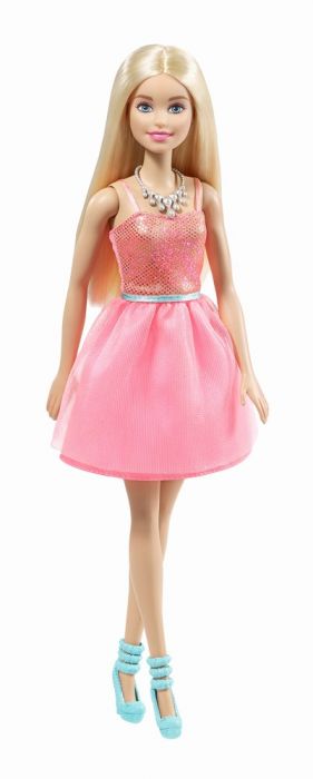Papusa Barbie Tinute stralucitoare, blonda, cu rochita roz deschis, 3 ani+