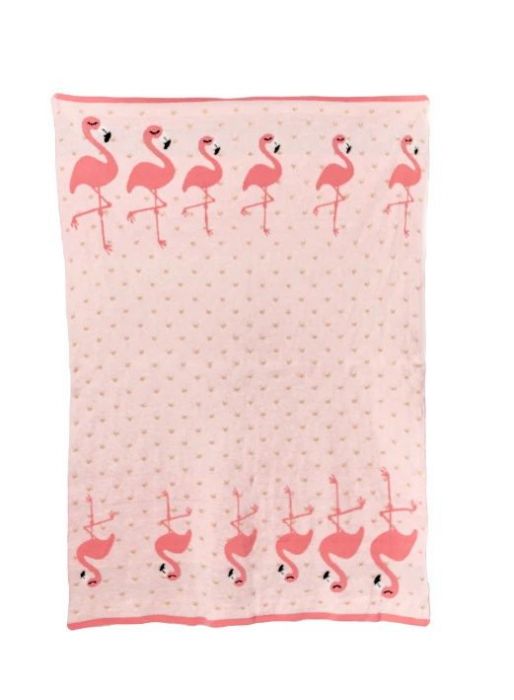 Paturica tricotata Flamingo Border Bizzi Growin, din bumbac